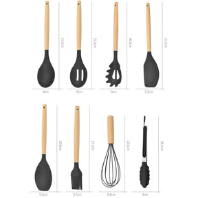 home & garden : Set van 12 Keukenhulpmiddelen in Silicone - Zwart 12Stuks in van Pantino