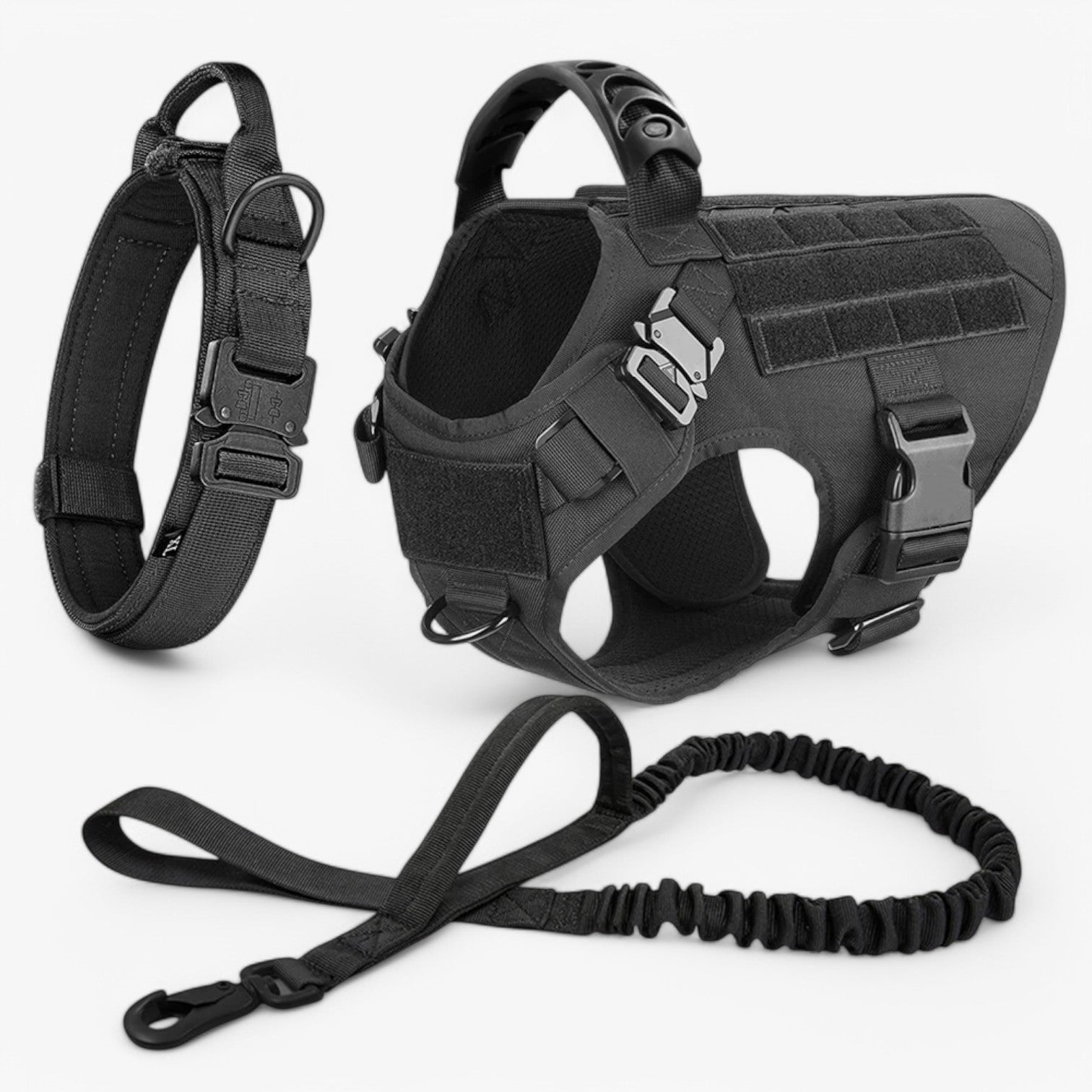 Pets & Supplies : Zwart Nylon Tactisch Militair Verstelbaar Harnas voor Grote Honden met Vest en Handvat in Stel Nera in van Pantinoshop