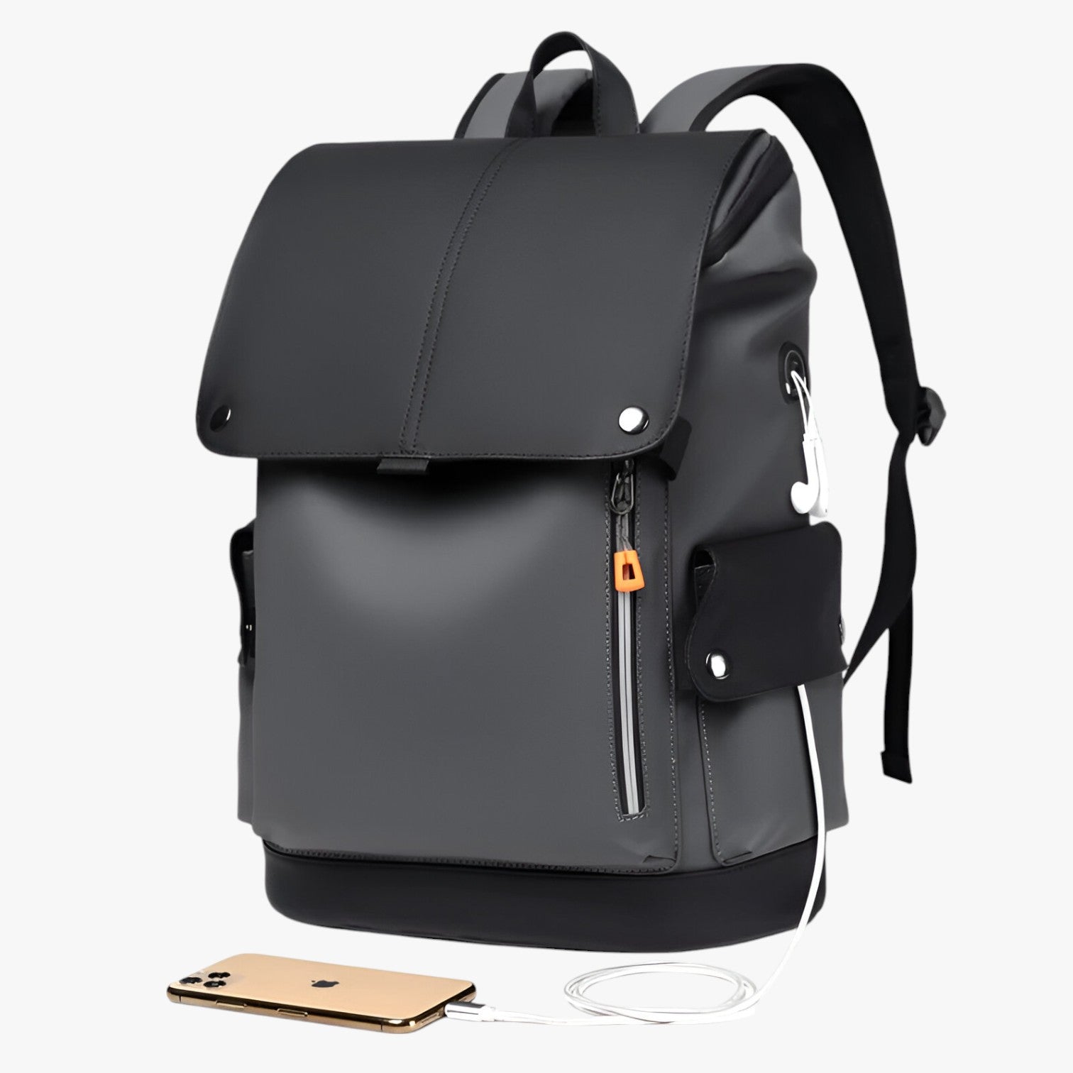 bags : Rugzak Donkergrijs - Stijlvolle Waterdichte Laptop met USB Opladen in van Pantino