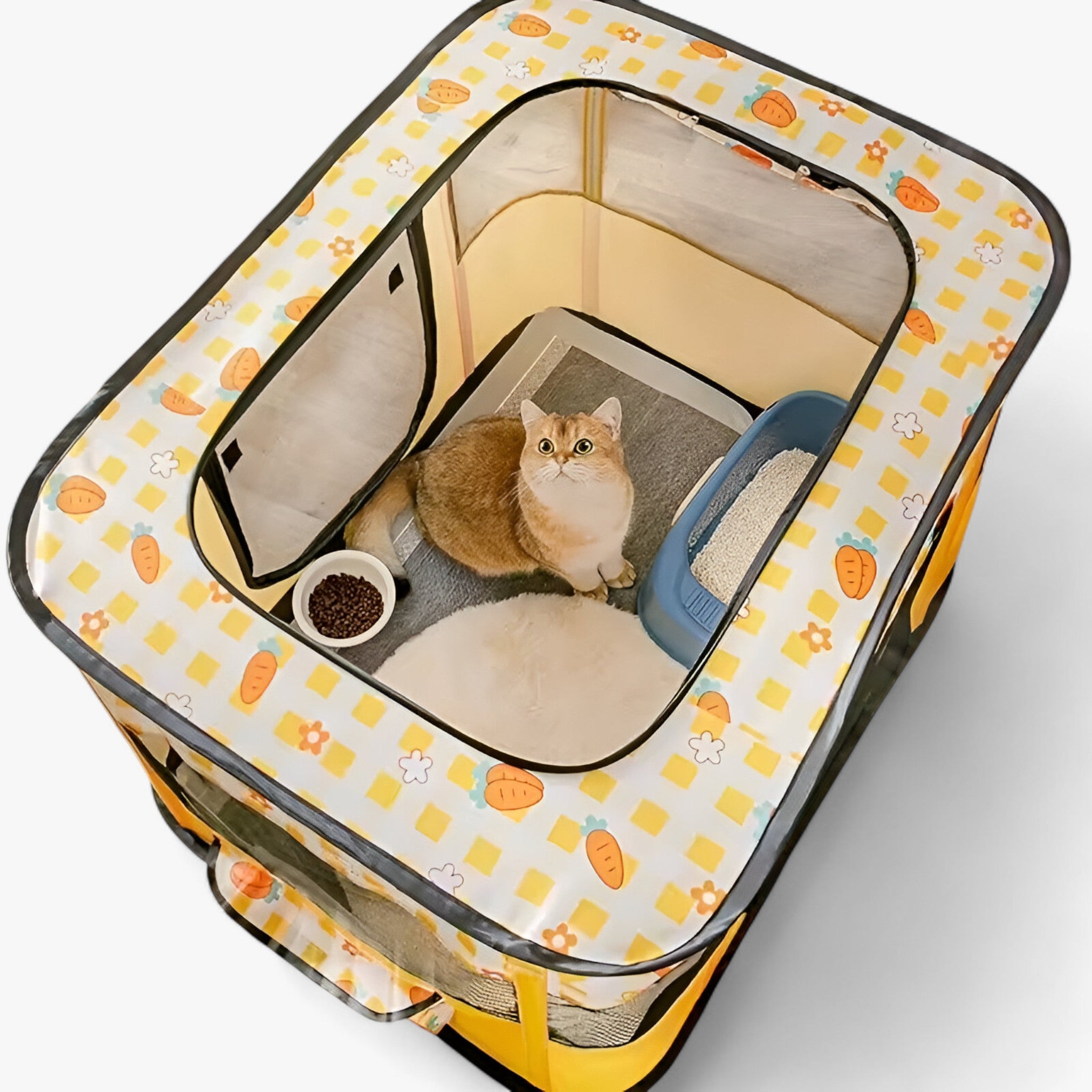 pets : Caro Crate - Draagbare Opvouwbare Dierenbox - Geel in van Pantino