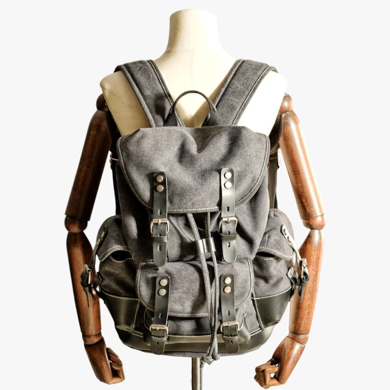 Bags : Heren Wandelrugzak Grote Capaciteit Canvas en Leer in van Pantinoshop