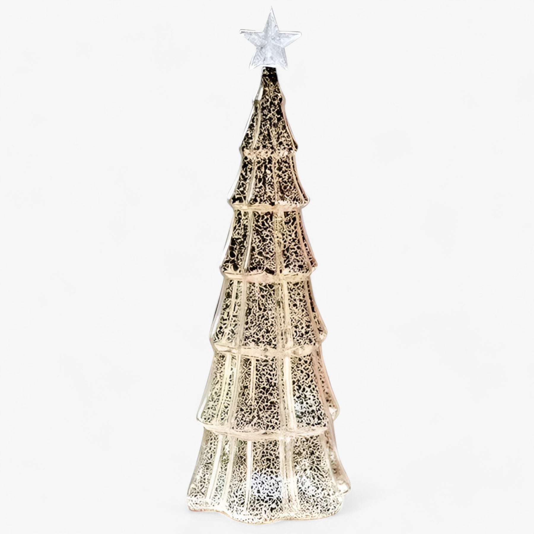 home & garden : Glazen Verlichte Kerstboom - Groen in Champagne van Pantino