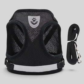 pet supplies : Verstelbaar Huisdierharnas met Lijn – Reflecterend Mesh – XS t/m XL in Zwart van Pantinoshop