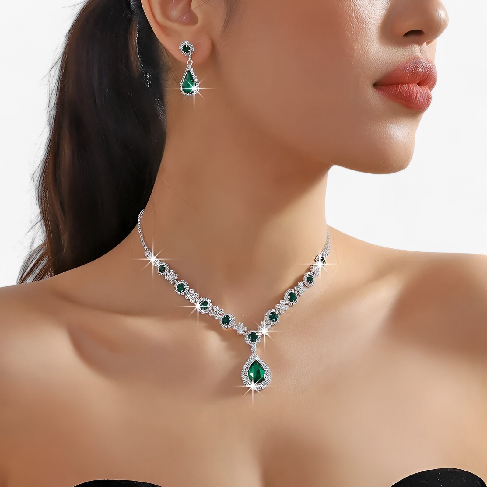 Jewelry Set : Oorbellen Dames Zilver - Trouwset 2 Delen - Druppelhanger en 2 in van Pantino