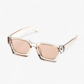 Sunglasses : Zonnebril unisex geel vierkant - Trendy UV400 bescherming voor dames en heren in 2-licht bruin van Pantino