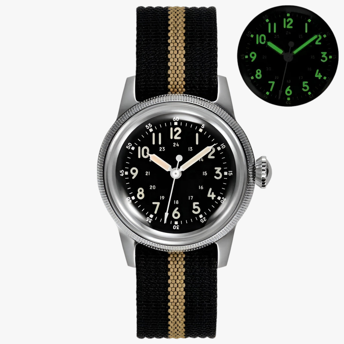 watches : Horloge Zwart Zilver - Precisie Vintage Militair in van Pantino