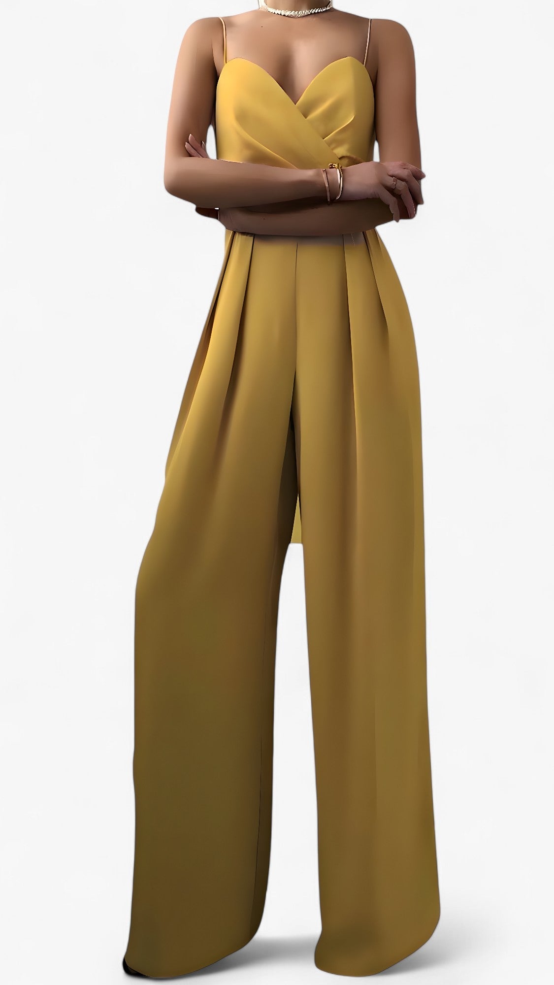 Elegant dames jumpsuit met spaghettibandjes en zachte palazzobroek