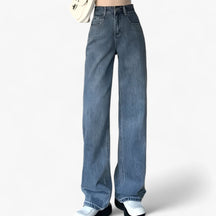 Jeans : Denim met Wijde Pijpen - Klassieke Pasvorm en Dagelijks Comfort - Zwart in Vintage Blauw van Pantino