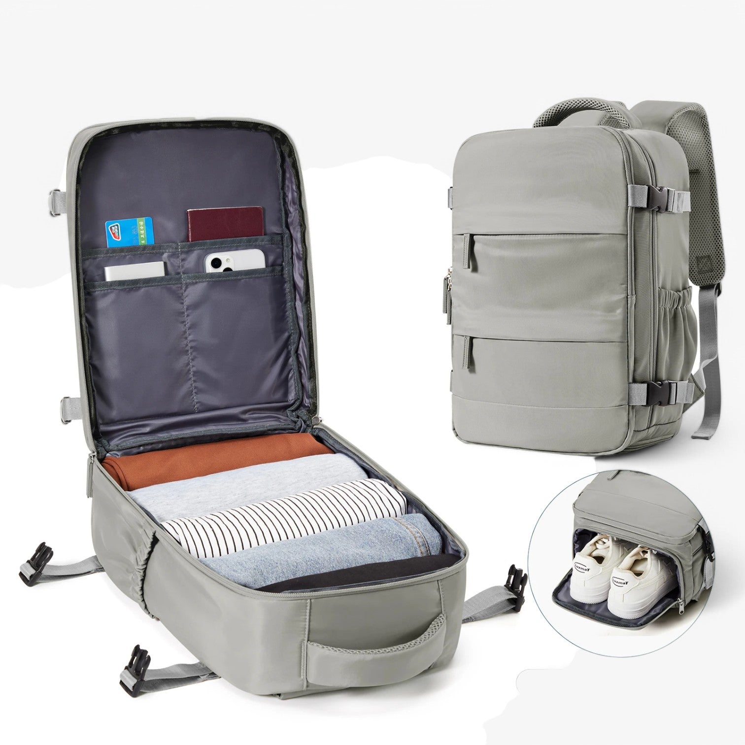 bags : Rugzak Olijfgroen - Hampus Compact Cabin - Praktisch en Stijlvol in Grijsbruin van Pantino