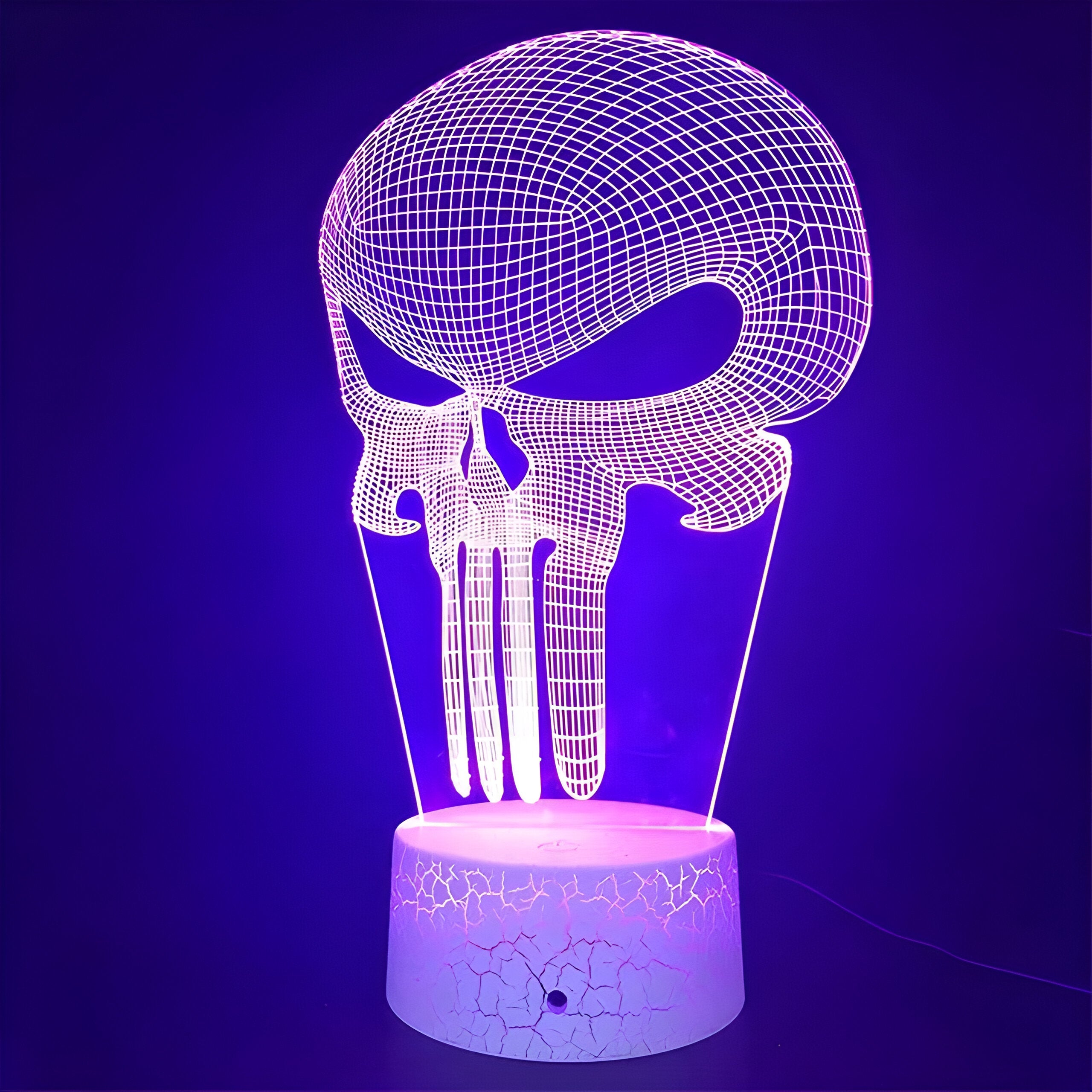home & garden : 3D Illusie Lamp Punisher - Perfect Cadeau voor Halloween en Meer - Blauw in Blauw van Pantino