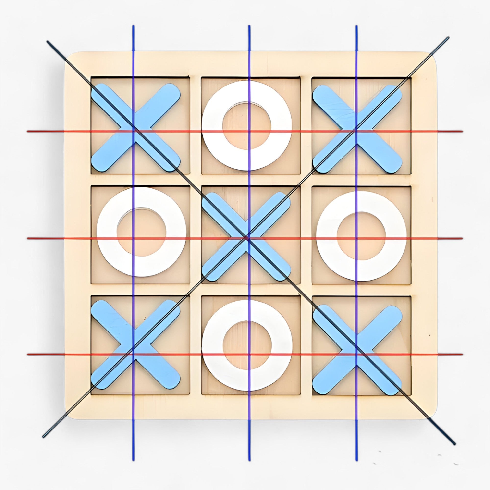 home & garden : Slim Plezier - Houten Tic-Tac-Toe Spel - Oranje in blauw van Pantino