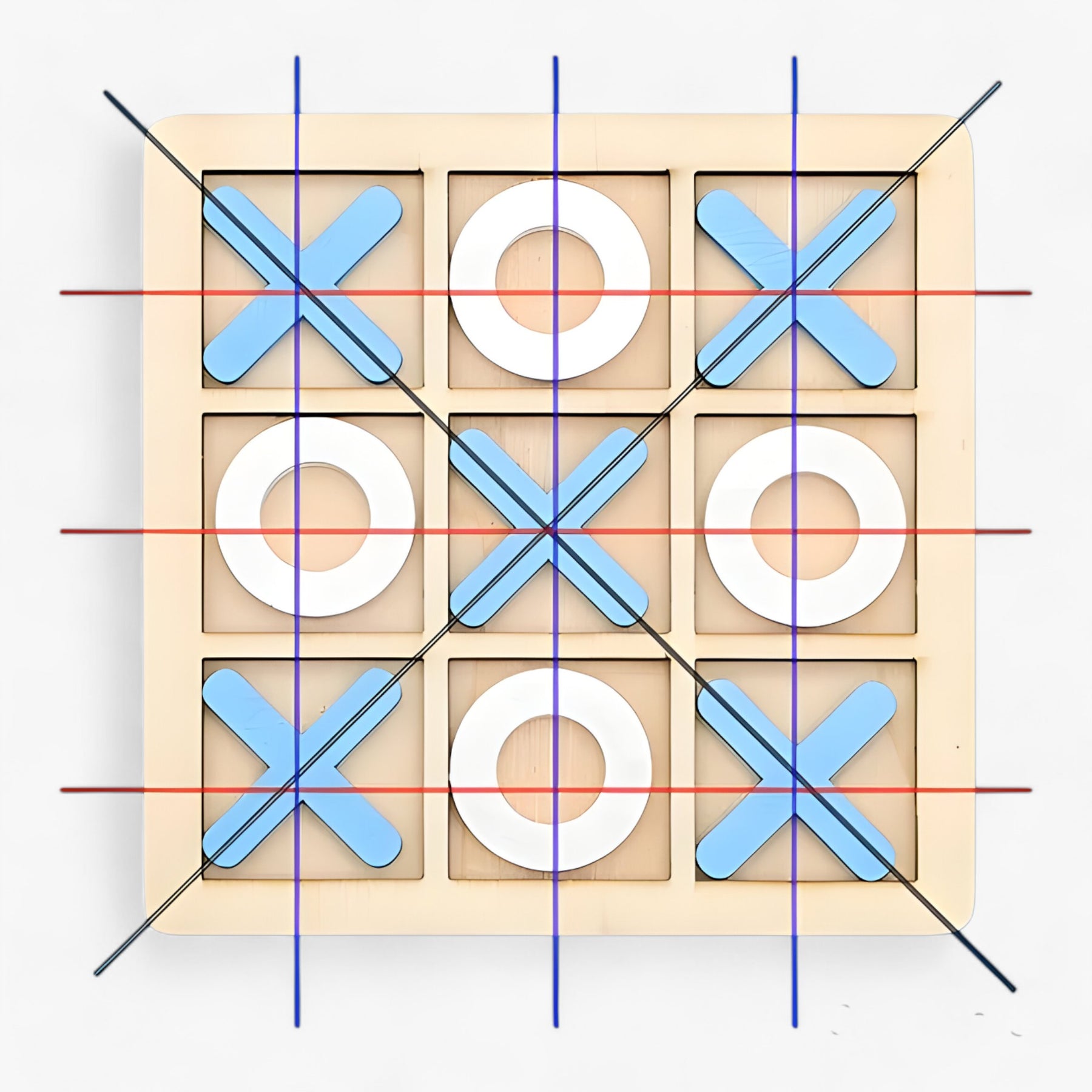 home & garden : Slim Plezier - Houten Tic-Tac-Toe Spel - Oranje in blauw van Pantino
