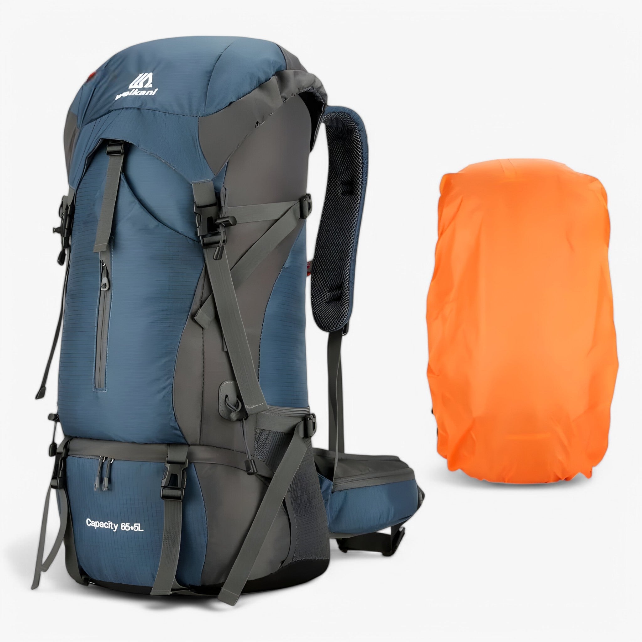 bags : 70L Nylon Kampeerrugzak met Regenkap - 70L Marineblauw in 70L Marineblauw van Pantino