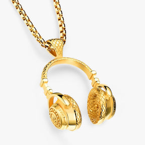 Necklace : Punk Hoofdtelefoon Ketting - Cool en Stijlvol Statement - Zwart Versterkt in van Pantino