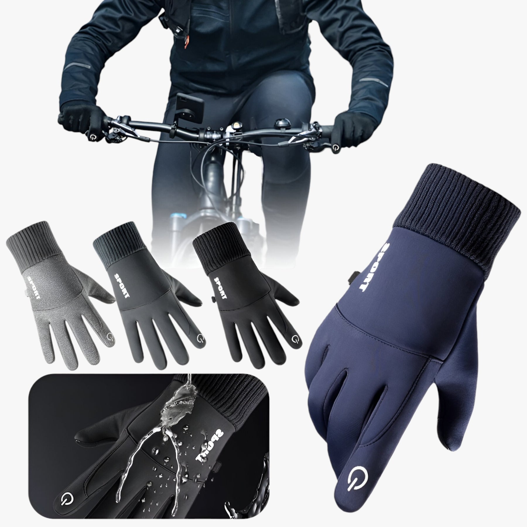 Men's Gloves : Handschoenen Heren Blauw - Warme en Waterdichte in van Pantino