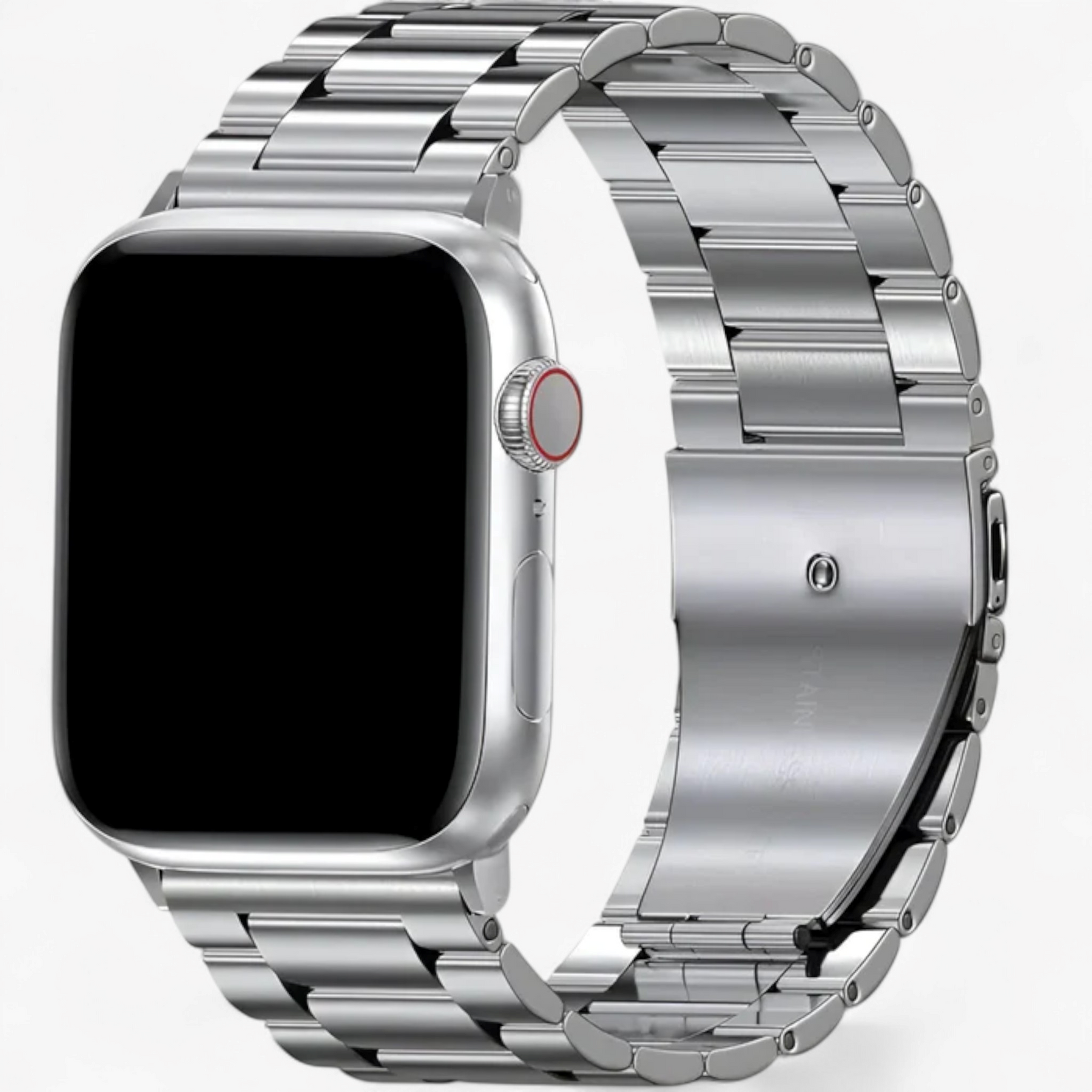 Apple Watch Band : Armband Zwart - Elegante Stalen voor Apple Watch in Zilverachtig van Pantino