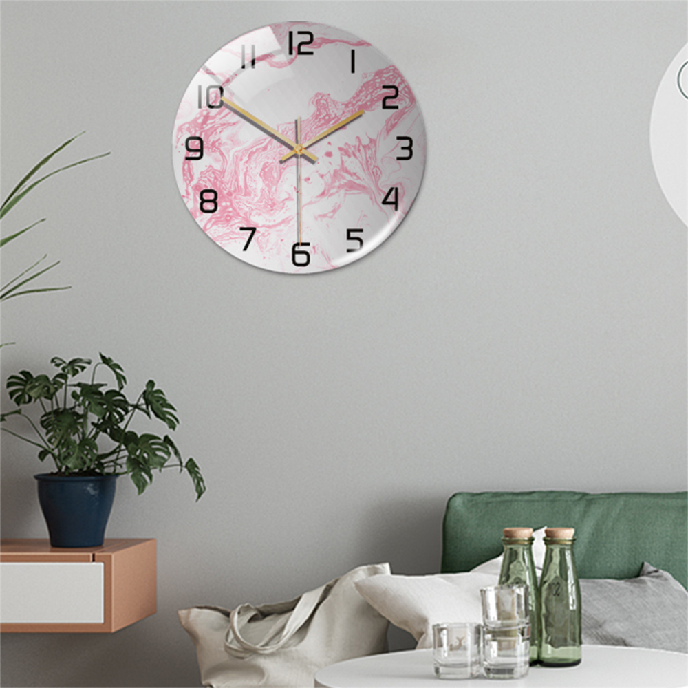 Wandklok Stil Ø30cm, Wit Marmer Effect Moderne Luxe voor Woonkamer/Kantoor