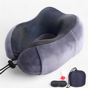 Travel Pillow : CloudRest - U-Vormig Reisekussen - Geheugenschuim voor Neksteun in Grijze Anzug van Pantino