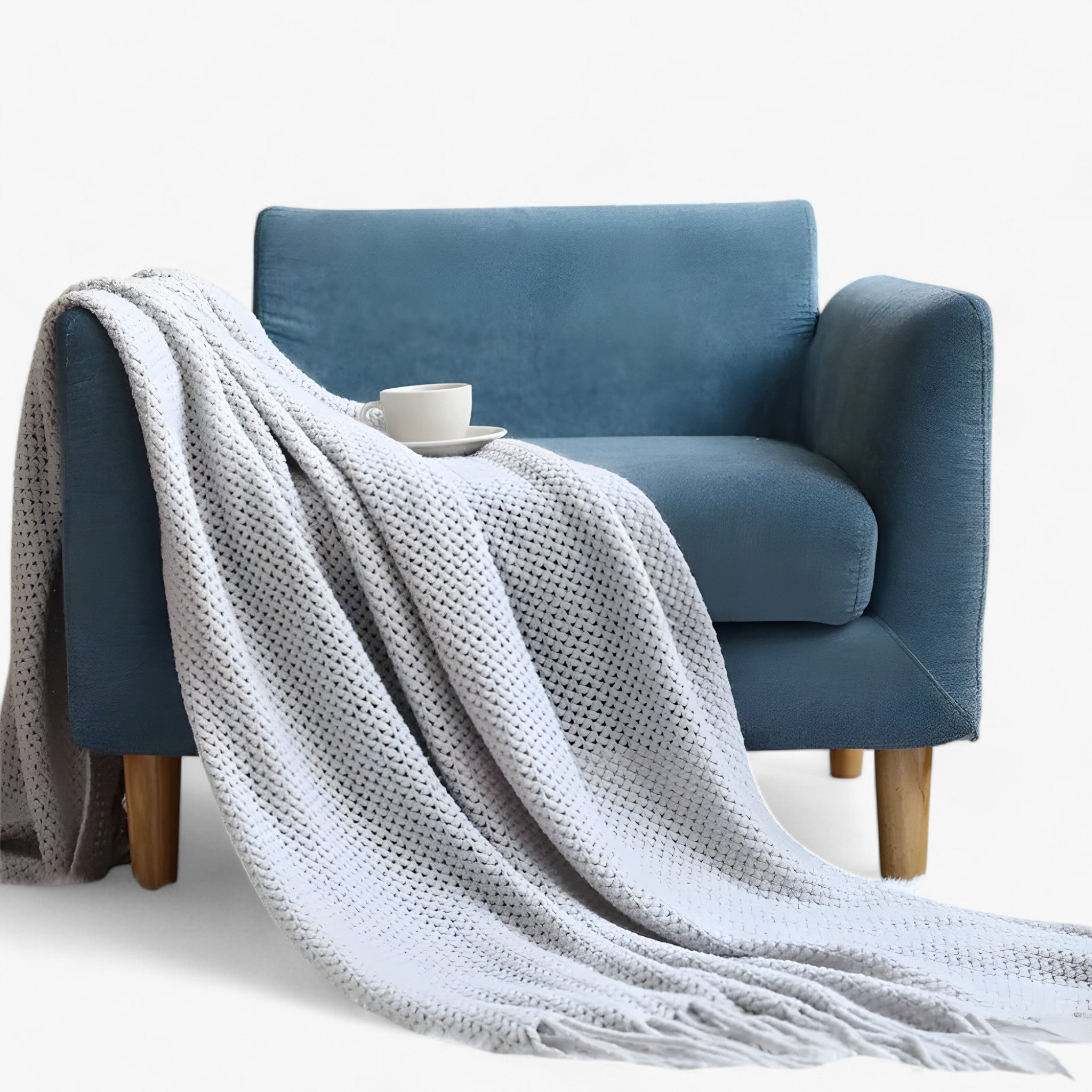 home & garden : Nordic Gebreide Deken - Stijlvol en Gezellig Comfort - Grijs in Grijs van Pantino