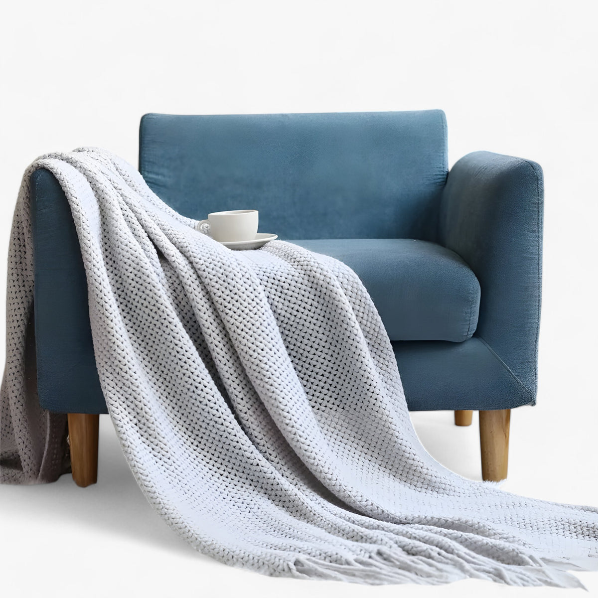 home & garden : Nordic Gebreide Deken - Stijlvol en Gezellig Comfort - Grijs in Grijs van Pantino