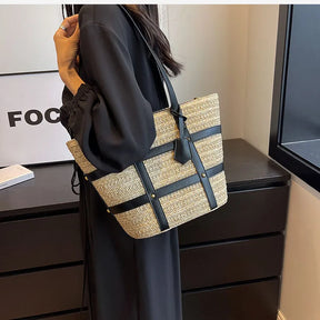 bags : Straw Bag Black - Tas in van Pantino