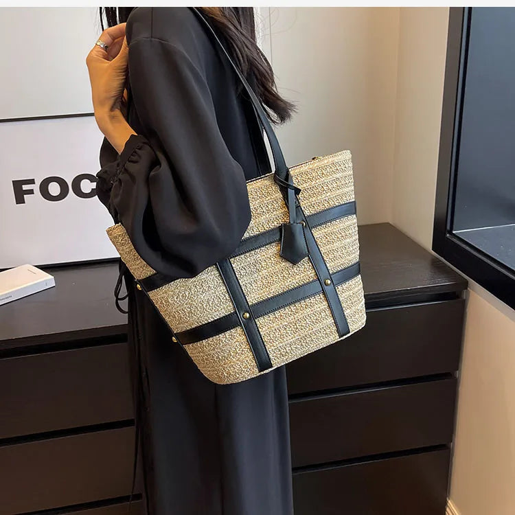 bags : Straw Bag Black - Tas in van Pantino