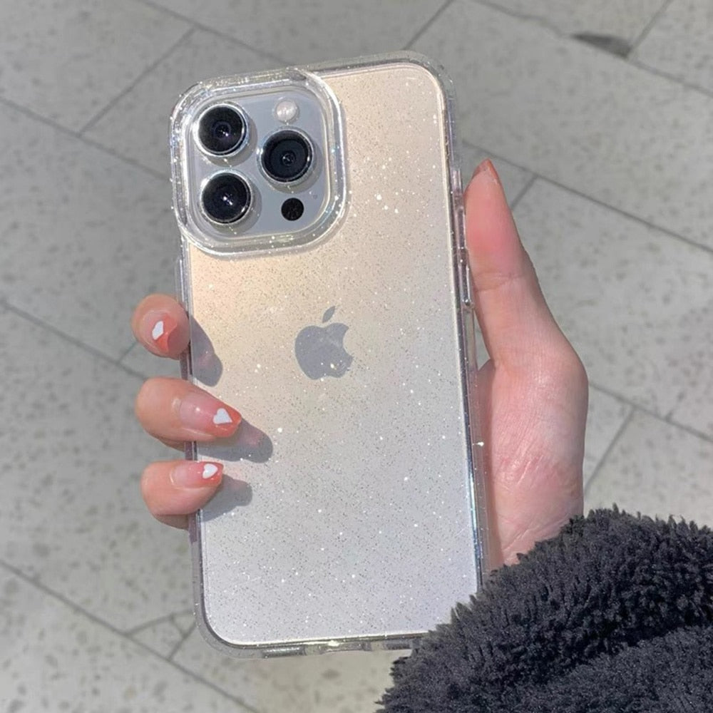 Phone Case : Luxe Glimmer Case - Bescherm Je Telefoon in Stijl - Zwart in Transparant van Pantino