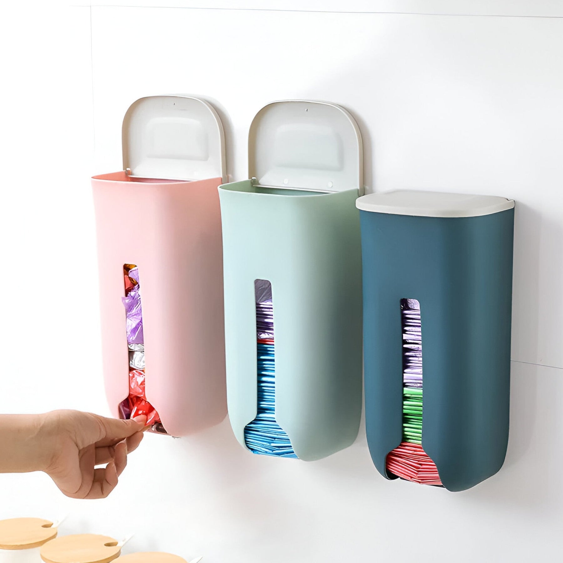 home & garden : Opbergdoos voor Plastic Tassen - Wandhouder Organizer (1 + 1 Gratis) - Helderblauw in van Pantino