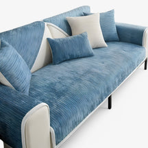 other : Gestreepte Chenille Bankhoes - Beschermt en Verfraait Uw Bank - Blauw in Blauw van Pantino