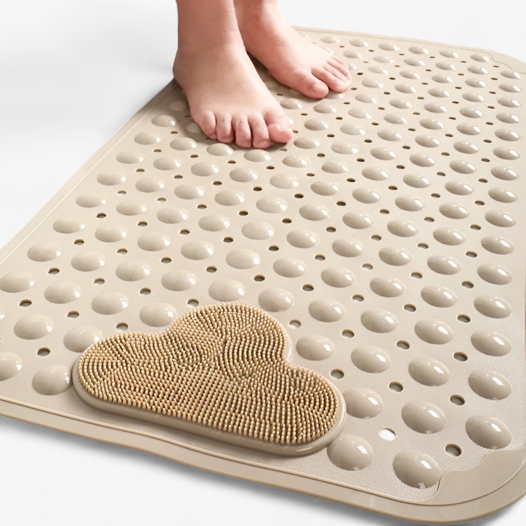 home & garden : SafeStep - Rechthoekige Badmat - Zachte en Veilige Douche-Ervaring in Khaki van Pantino