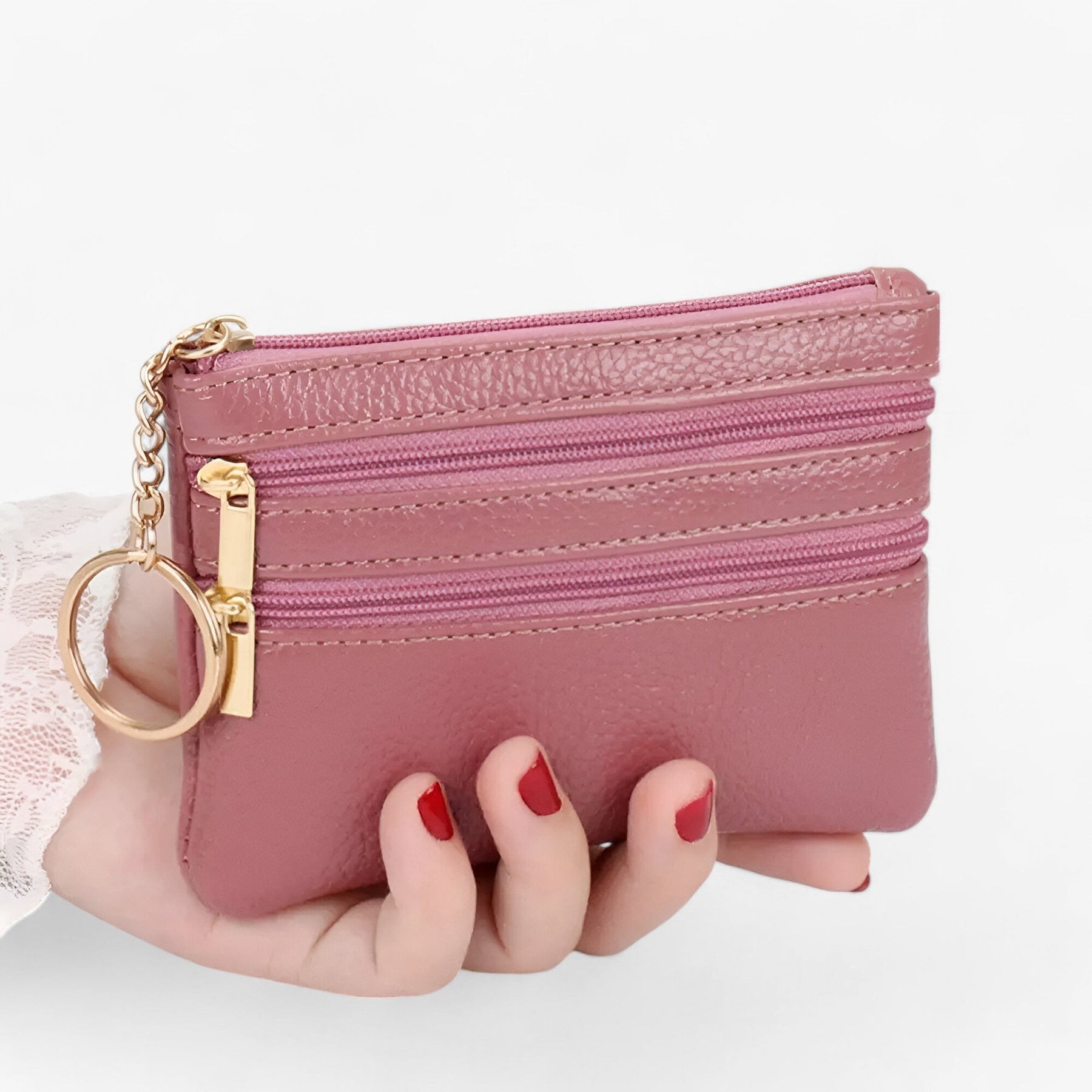 bags : Schoudertas voor Vrouwen Dames - Compakt en Elegant met Drie Ritsen - Rood in donkerroze van Pantino
