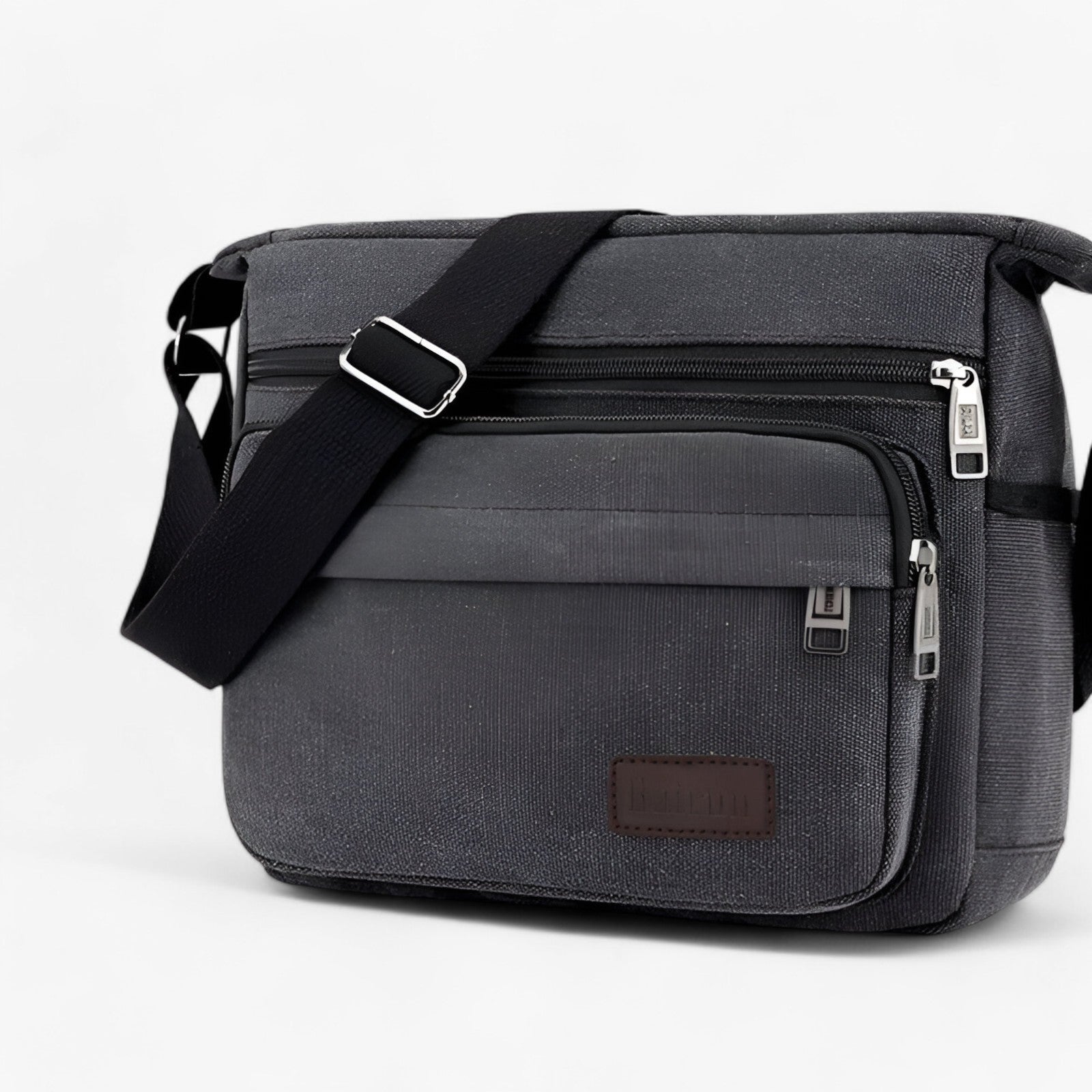 bags : Schoudertas Heren Zwart - Multifunctionele Canvas in Zwart van Pantino