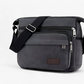 bags : Schoudertas Heren Zwart - Multifunctionele Canvas in Zwart van Pantino