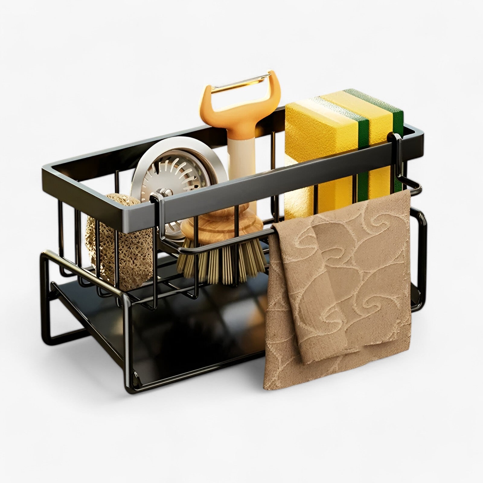 home & garden : CleanFlow - RVS Organizer voor Spons & Handdoek - Zwart in van Pantino