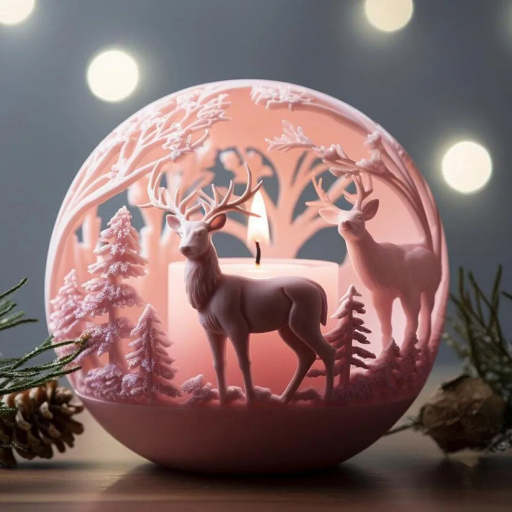 home & garden : Elk Kaars - Reliëf Mal Winterbos - Feestelijke Decoratie en DIY Cadeaus in van Pantino