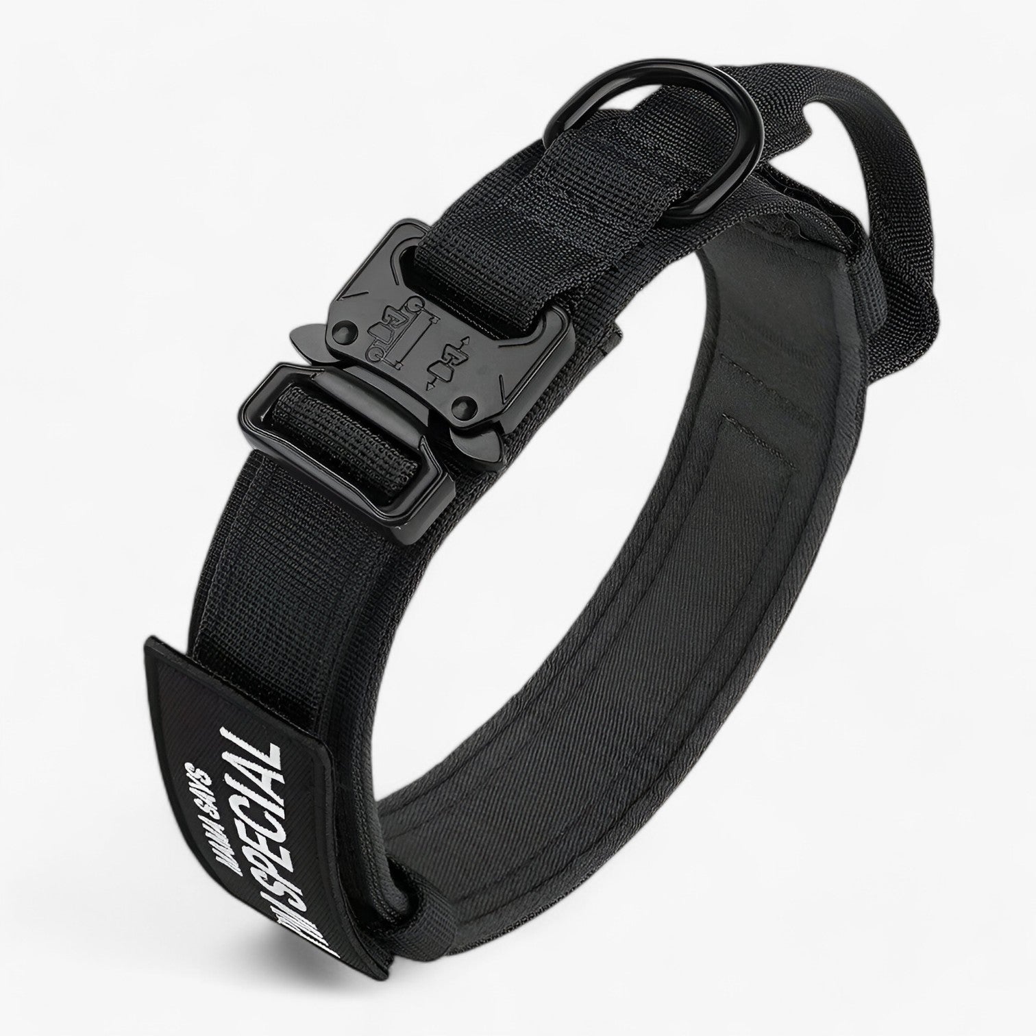 pets : Tactisch Hondenhalsband met Handvat voor Training - Bruin Set in Zwarte Set van Pantino