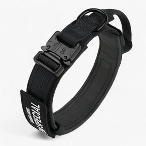 pets : Tactisch Hondenhalsband met Handvat voor Training - Bruin Set in Zwarte Set van Pantino