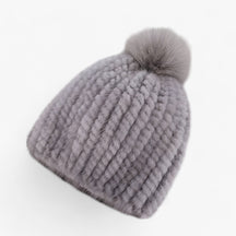 Hat : Hoed Zwart - Luxe Marterbont - Winterse Warmte & Elegantie in Grijs Één maat van Pantino