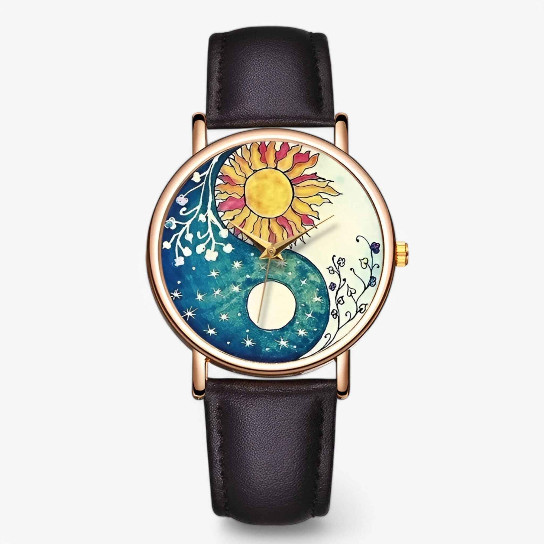 Watches : Modieus horloge van echt leer met origineel design en waterbestendig in Donkerbruin van Pantinoshop