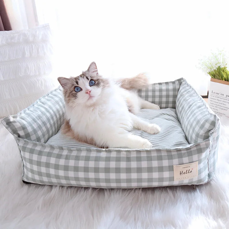 pets : Hondenbed Beige Ruitjespatroon - Zachte Rustplaats - 100% Katoen in van Pantino
