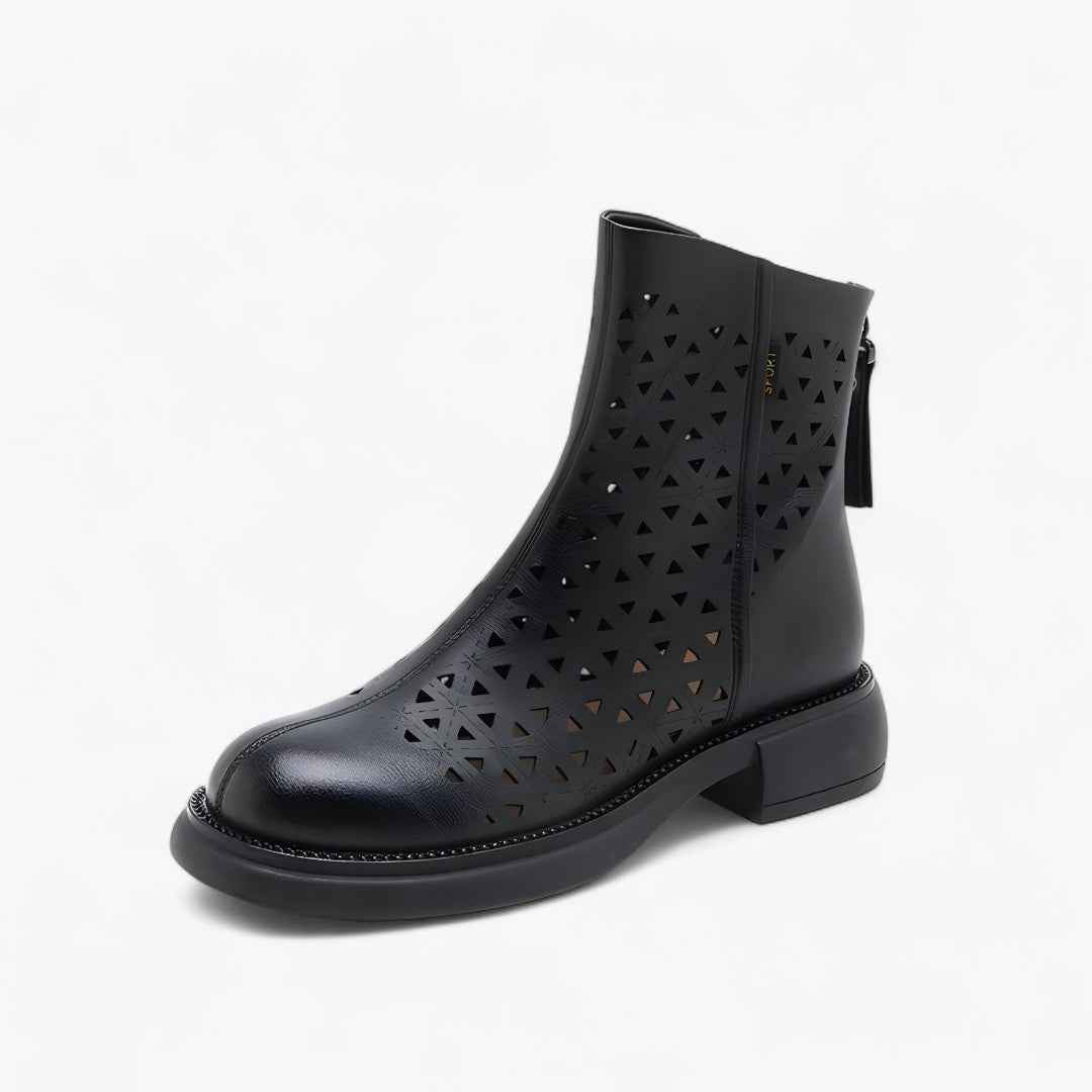 Shoes : Zomerlaarzen met geperforeerd platform en ritssluiting aan de achterkant in Nero van Pantinoshop