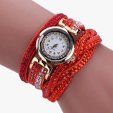 Dameshorloge Elegant met Lange Band van Echt Leer Zwart - Unieke Stijl