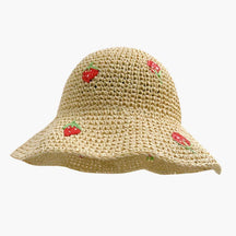Women's Hat : <h1>Aardbeien zonnehoed – Opvouwbaar, handgemaakt en modieus beschermend</h1> in Beige Taglia unica van Pantino