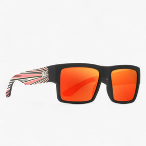 Men's Polarized Sport Sunglasses : Zonnebril Heren Zwart - Sportieve Gepolariseerde Winddichte in 2. Oranje Vierkante polarisaie van Pantino