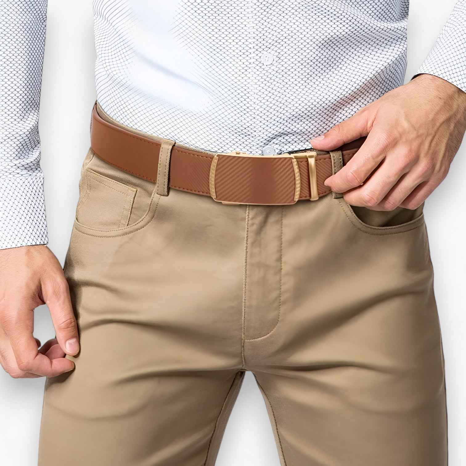 Elegante Automatische Herenriem van Echt Zwart Leer met Verstelbare Gesp