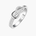 Ring Zilver Sterling 925 Dames, Elegant Ontwerp met Witte Zirkonia's, Verstelbare Maat