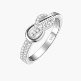 Ring Zilver Sterling 925 Dames, Elegant Ontwerp met Witte Zirkonia's, Verstelbare Maat