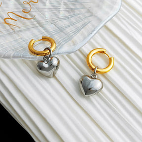Earrings : Creolen Mit Herzanhänger - Goud in van Pantino