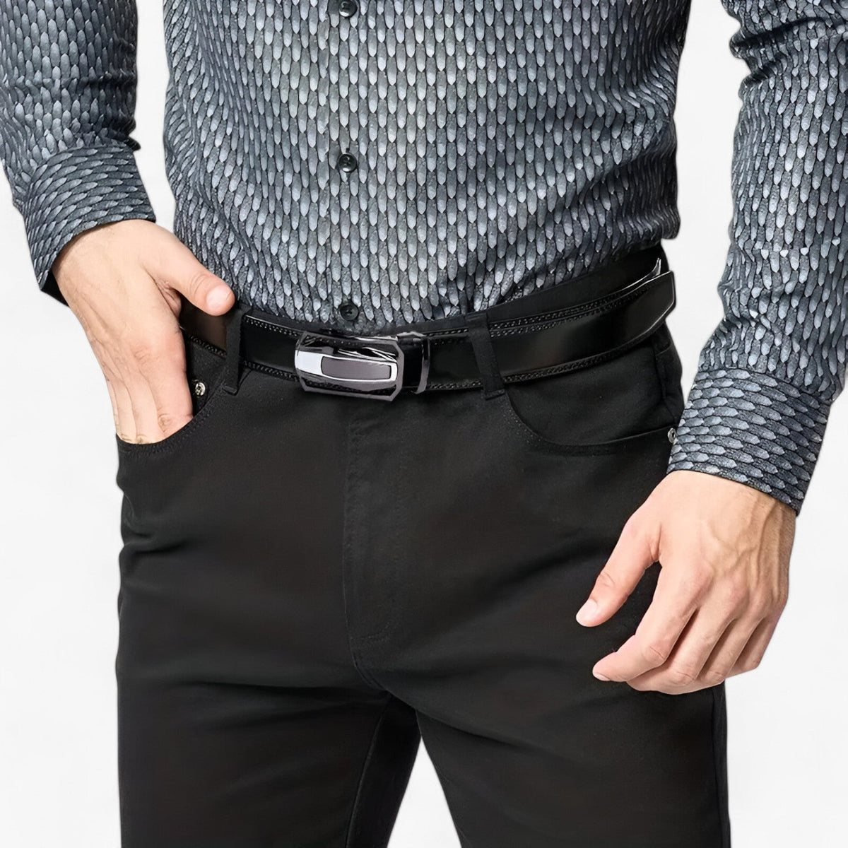 Men's Leather Belt : Riem Zwart - Echt Leren met Stijl en Duurzaamheid in van Pantino