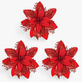 home & garden : Émilie - Glinsterende Kerstbloemen - Geef Je Decoratie een Sprankelend Tintje in Rood van Pantino